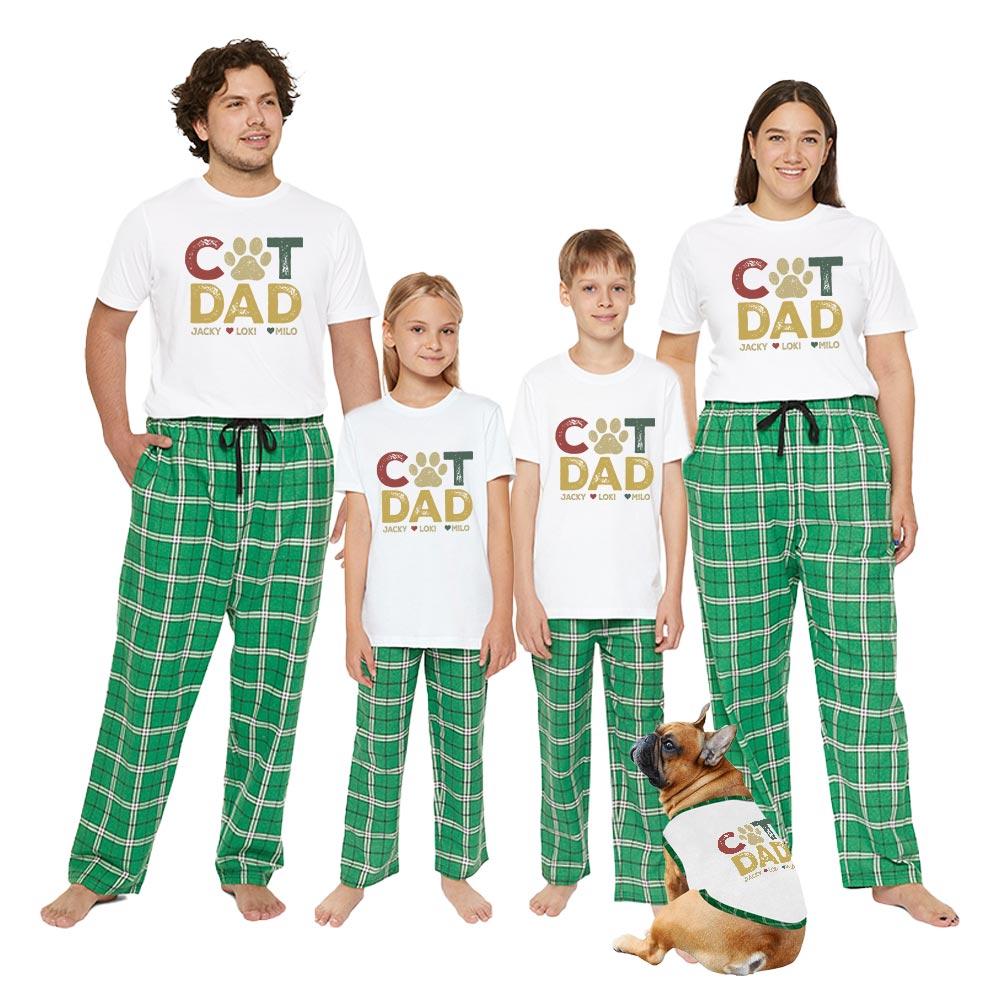 Cat Dad Personalized Name Cotton Pajamas Father's Day Gift Cat Dad Personalized Name Cotton Pajamas Father's Day Gift