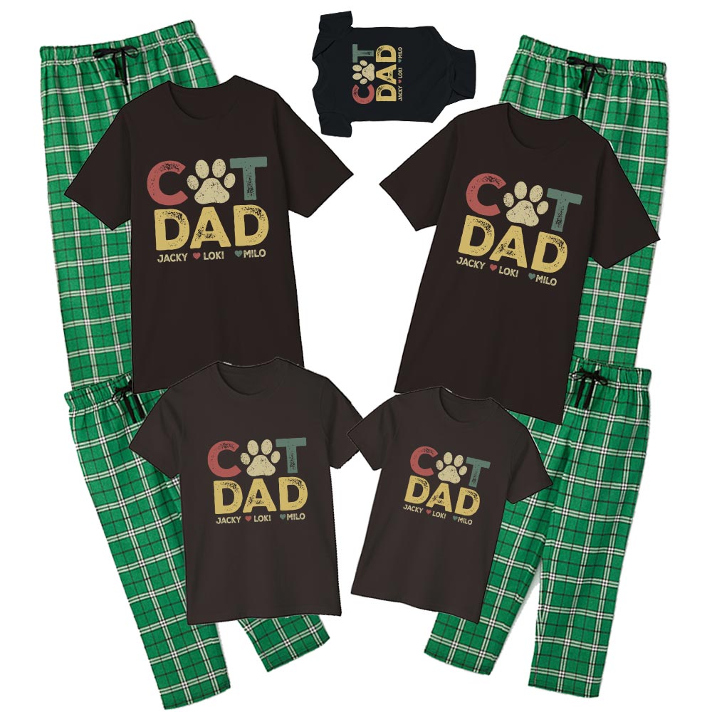 Cat Dad Personalized Name Cotton Pajamas Father's Day Gift Cat Dad Personalized Name Cotton Pajamas Father's Day Gift