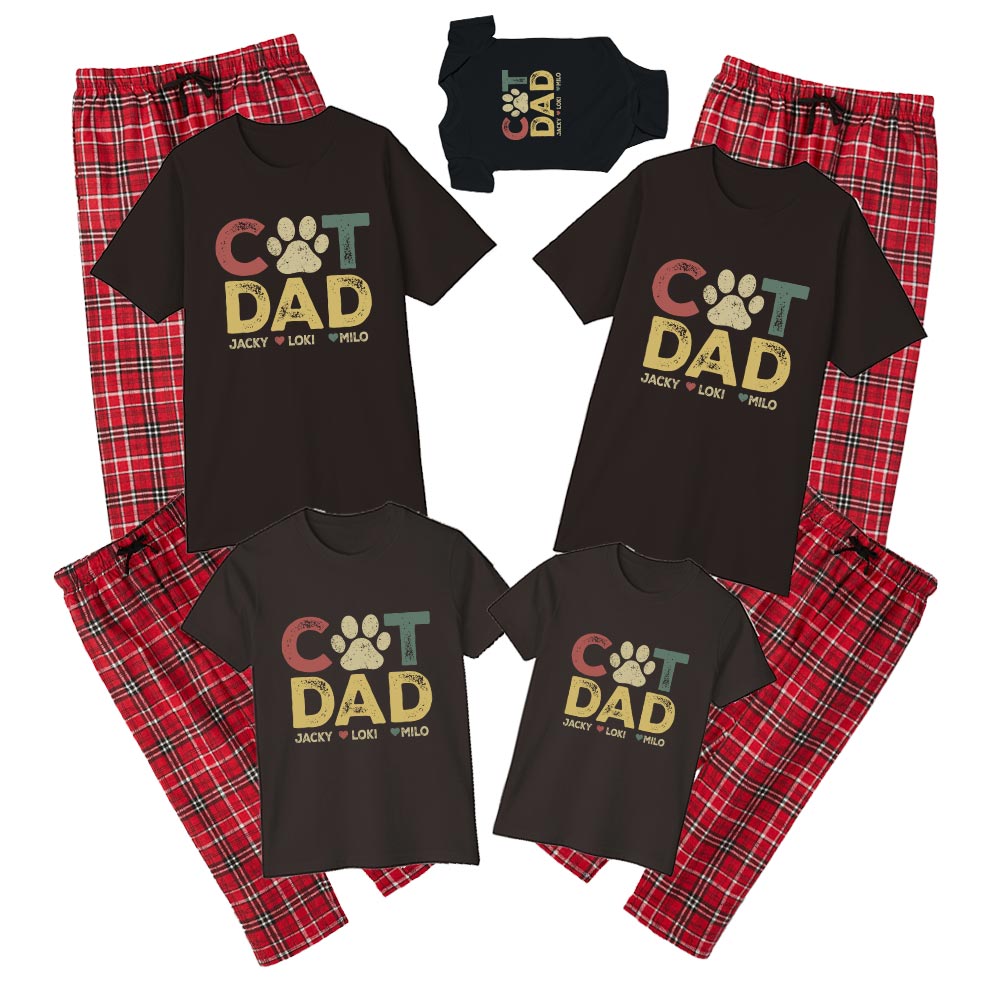 Cat Dad Personalized Name Cotton Pajamas Father's Day Gift Cat Dad Personalized Name Cotton Pajamas Father's Day Gift
