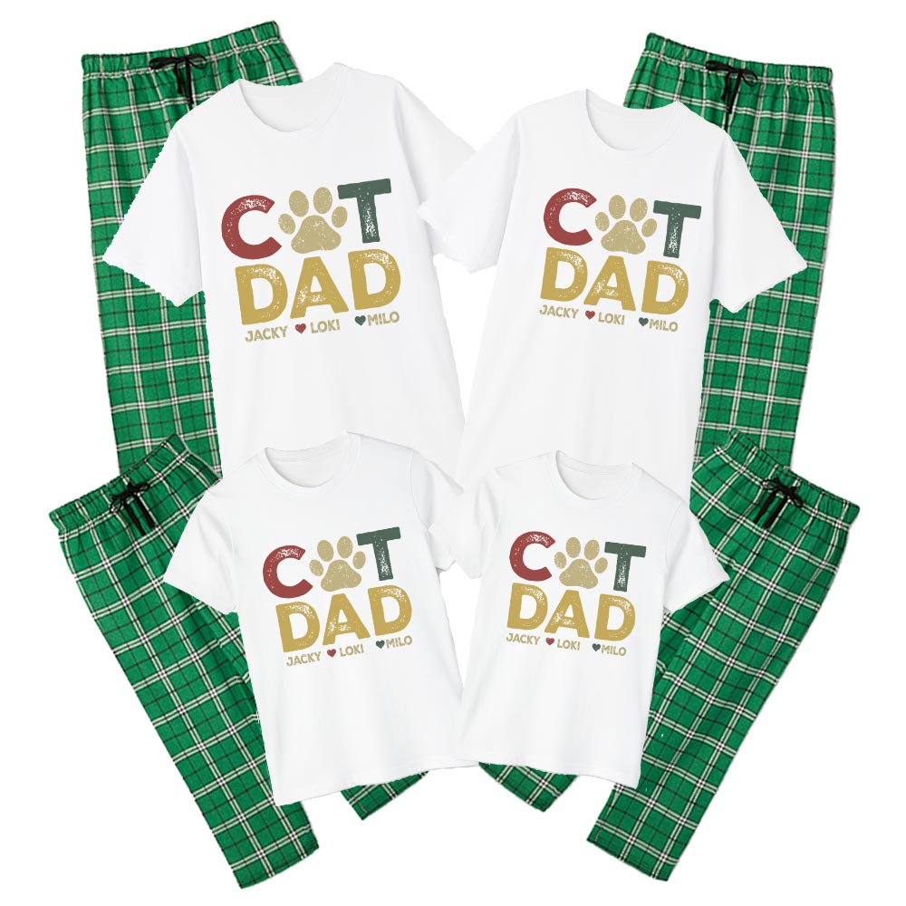 Cat Dad Personalized Name Cotton Pajamas Father's Day Gift Cat Dad Personalized Name Cotton Pajamas Father's Day Gift