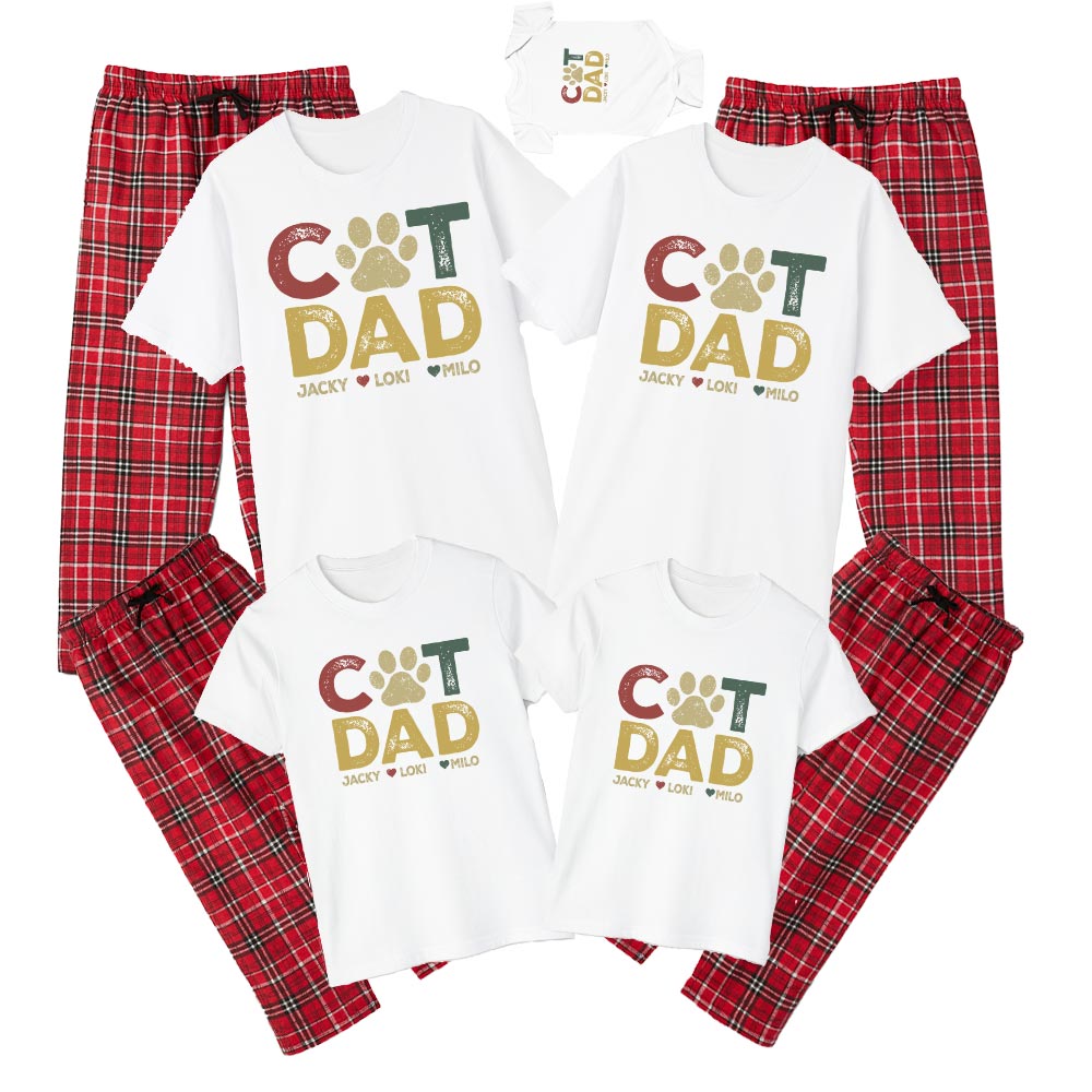 Cat Dad Personalized Name Cotton Pajamas Father's Day Gift Cat Dad Personalized Name Cotton Pajamas Father's Day Gift