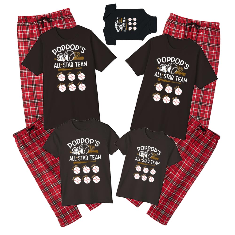 Personalized Baseball Star Team Cotton Pajamas Personalized Baseball Star Team Cotton Pajamas