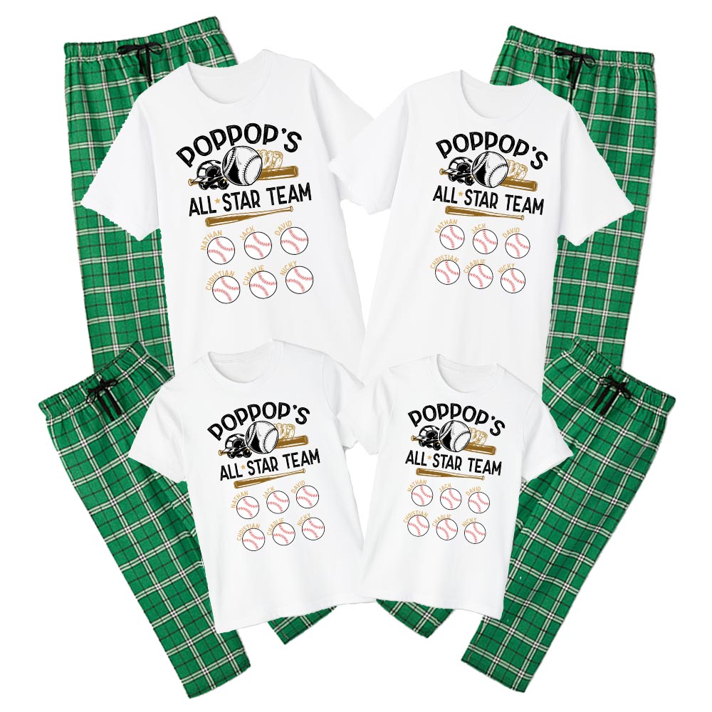 Personalized Baseball Star Team Cotton Pajamas Personalized Baseball Star Team Cotton Pajamas