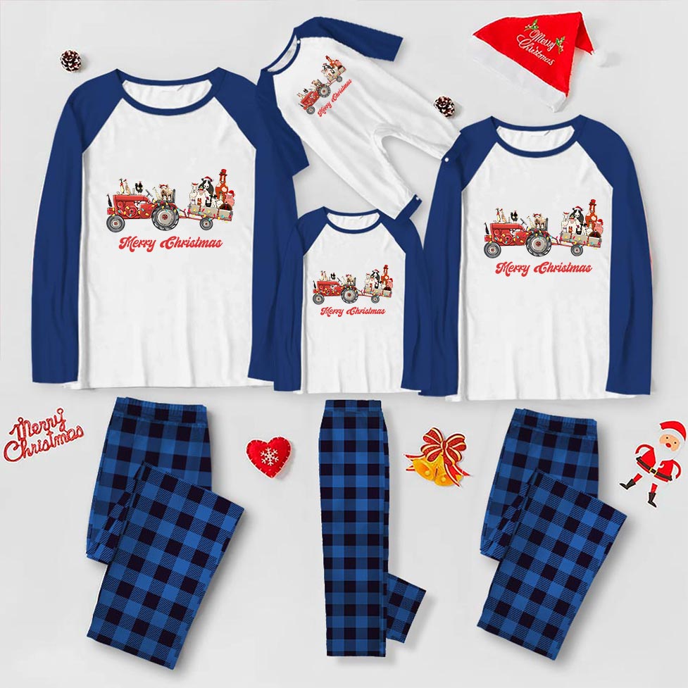 Unique Plaid Matching Xmas Pjs Farm Animals On Truck Unique Plaid Matching Xmas Pjs Farm Animals On Truck