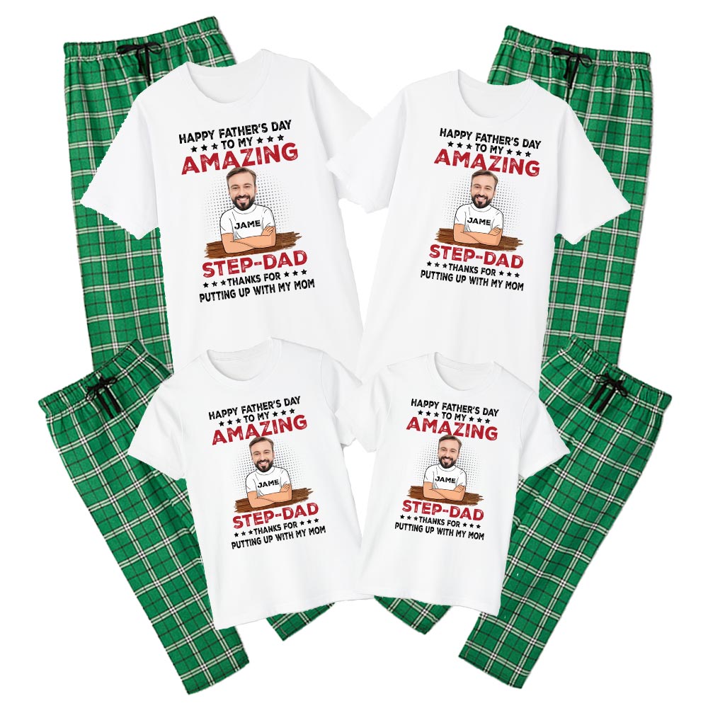 Custom Face And Name Step Dad Pajamas Cotton Custom Face And Name Step Dad Pajamas Cotton