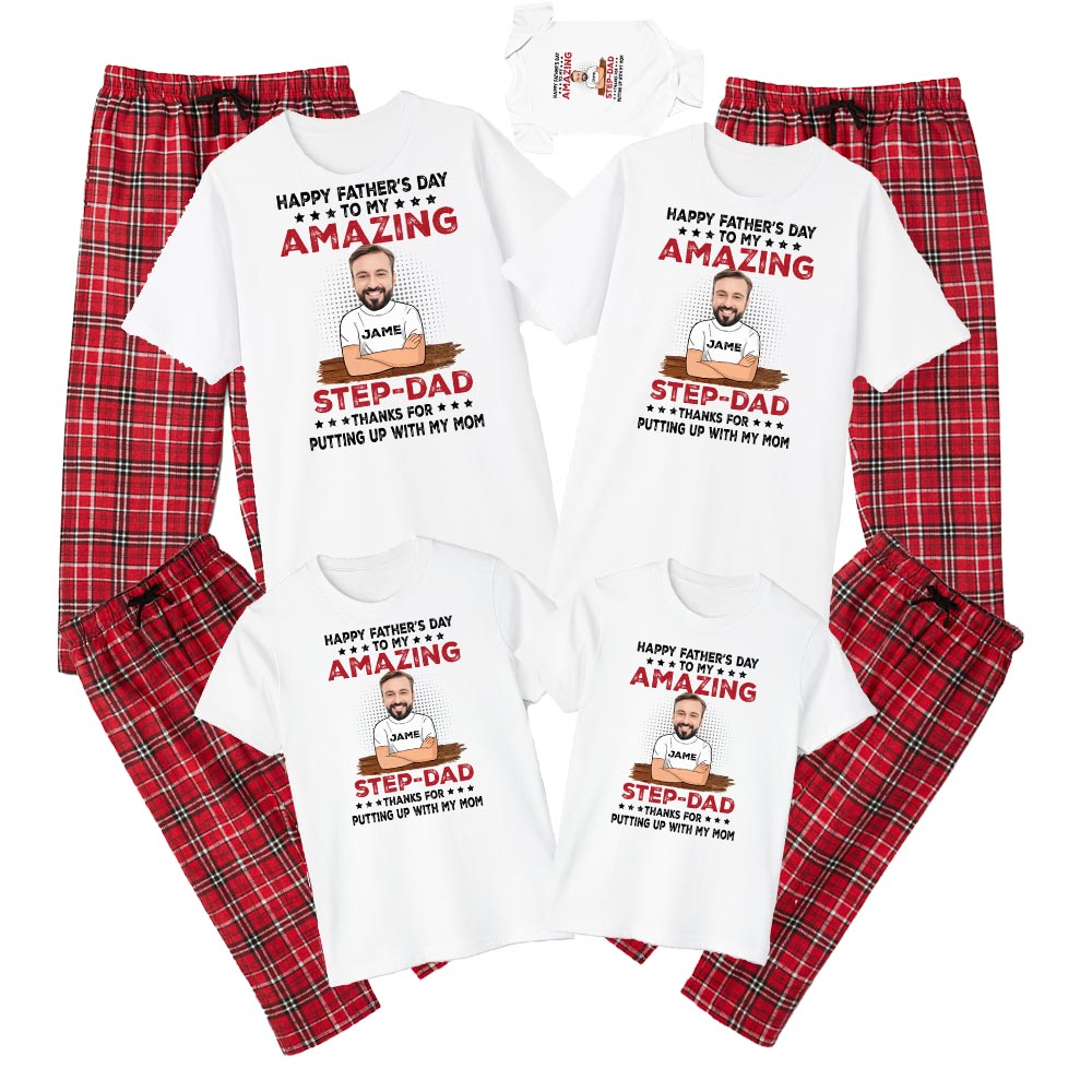 Custom Face And Name Step Dad Pajamas Cotton Custom Face And Name Step Dad Pajamas Cotton