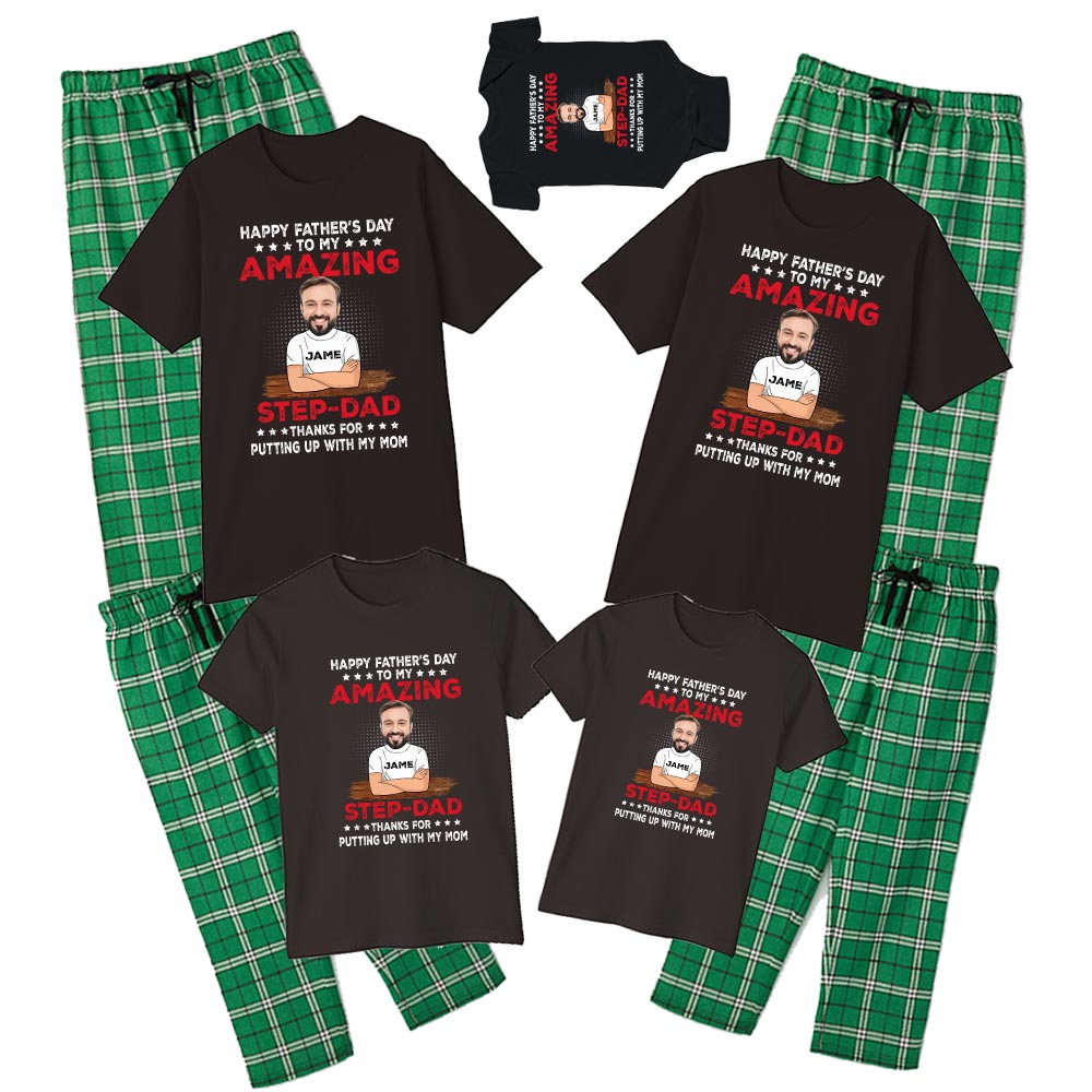Custom Face And Name Step Dad Pajamas Cotton Custom Face And Name Step Dad Pajamas Cotton