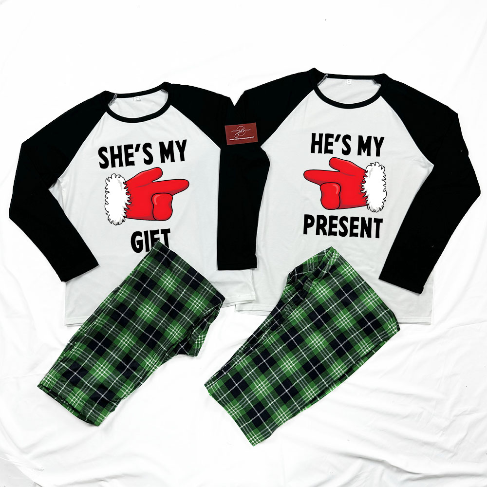 Santa Present Christmas Matching Pajamas For Couples Santa Present Christmas Matching Pajamas For Couples