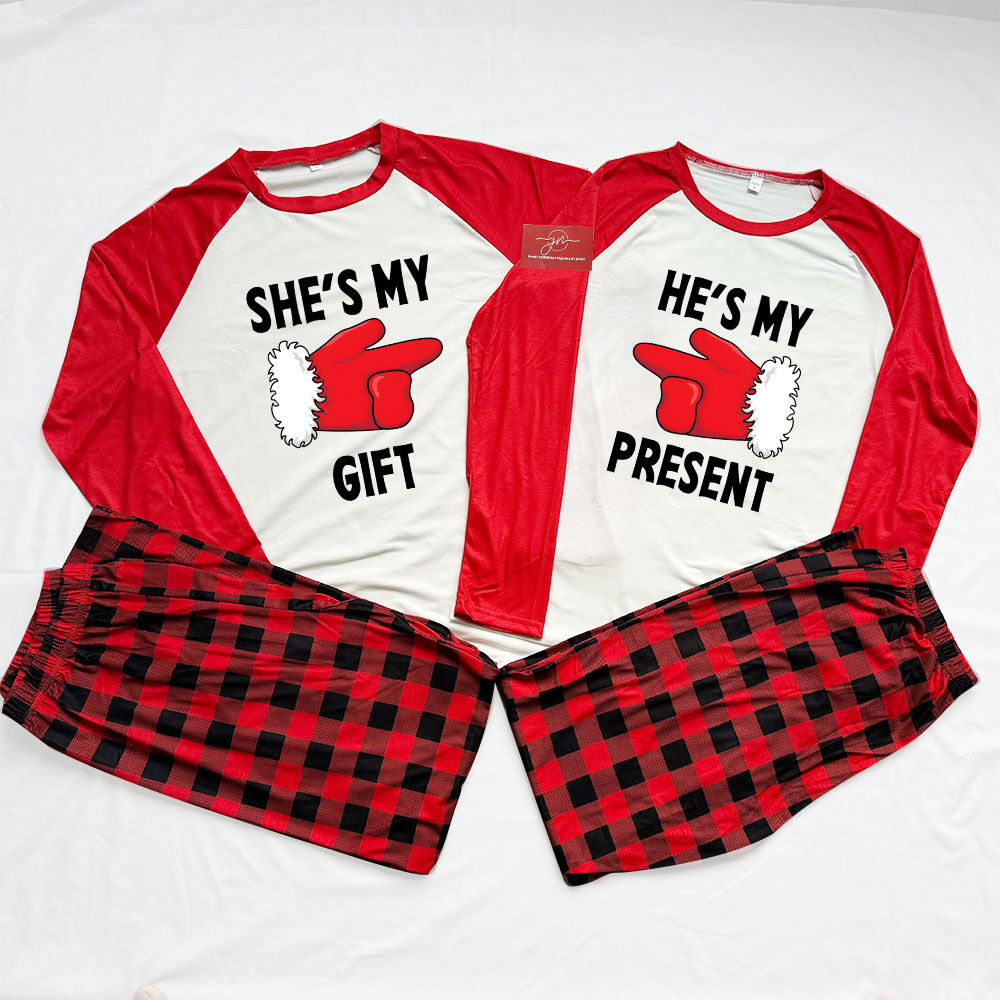Santa Present Christmas Matching Pajamas For Couples Santa Present Christmas Matching Pajamas For Couples