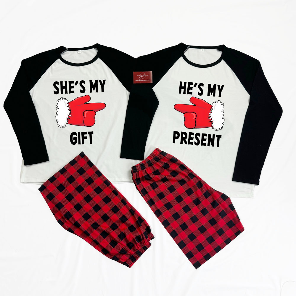 Santa Present Christmas Matching Pajamas For Couples Santa Present Christmas Matching Pajamas For Couples