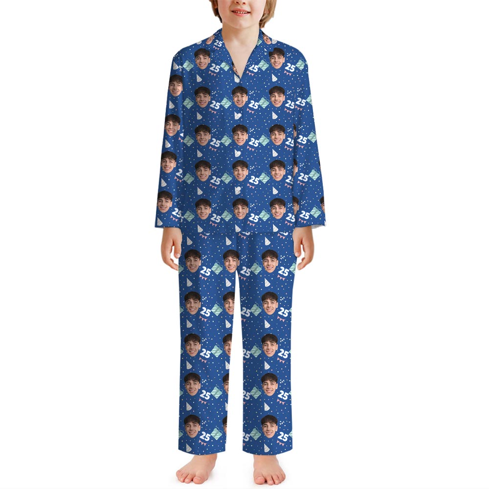Custom Face And Age Birthday Pajamas Blue Custom Face And Age Birthday Pajamas Blue
