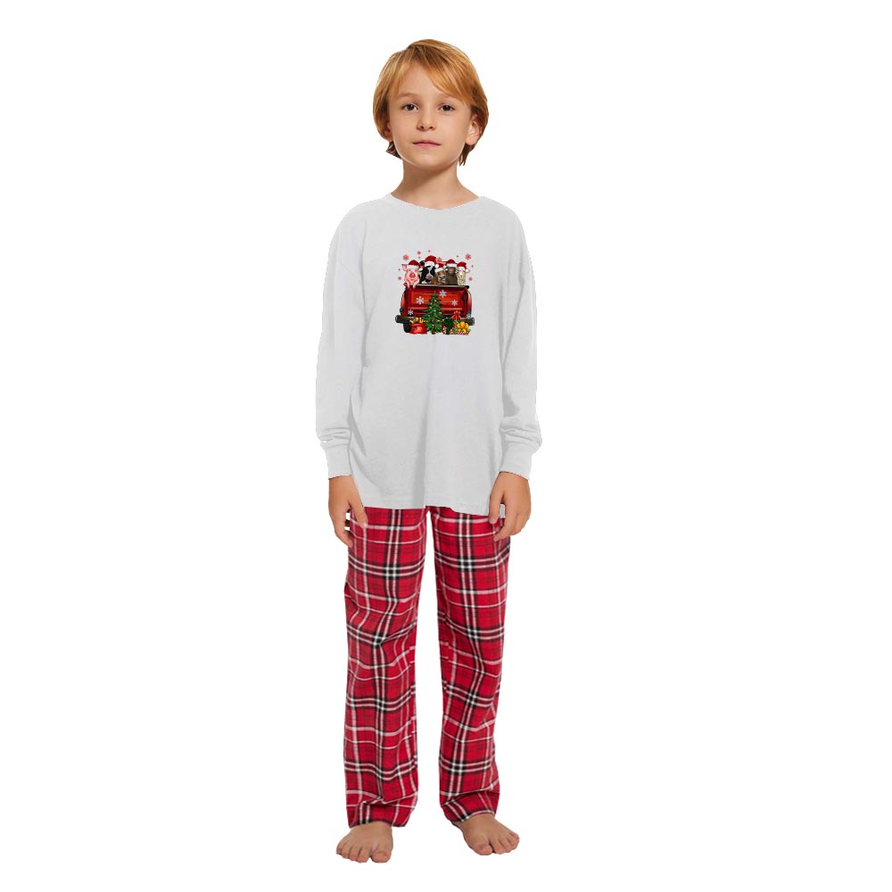 Cow Pig Farm Animals Christmas Pjs 100% Cotton Funny Cow Pig Farm Animals Christmas Pjs 100% Cotton Funny