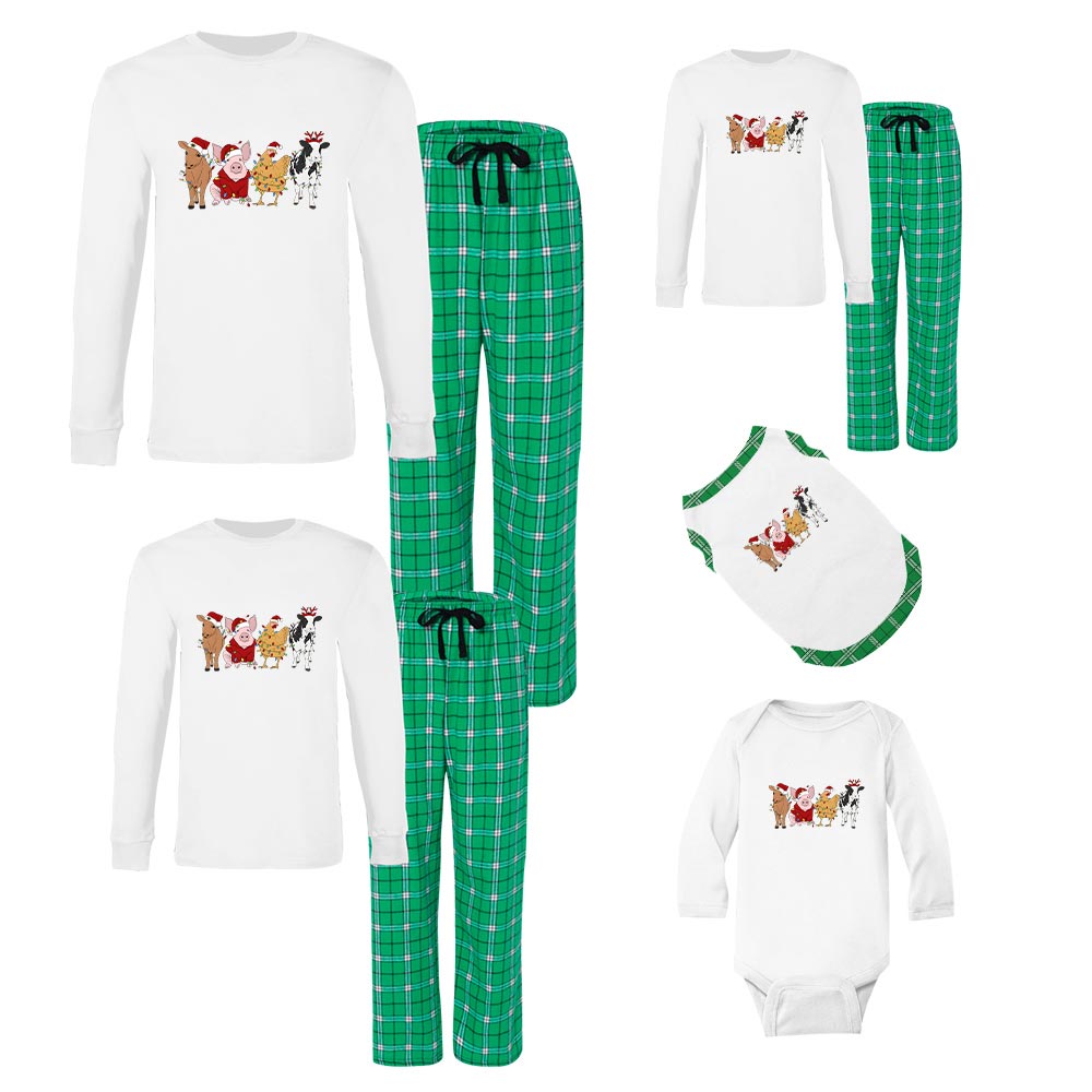 Festive Farm Animal Matching Xmas Pjs Cotton Festive Farm Animal Matching Xmas Pjs Cotton