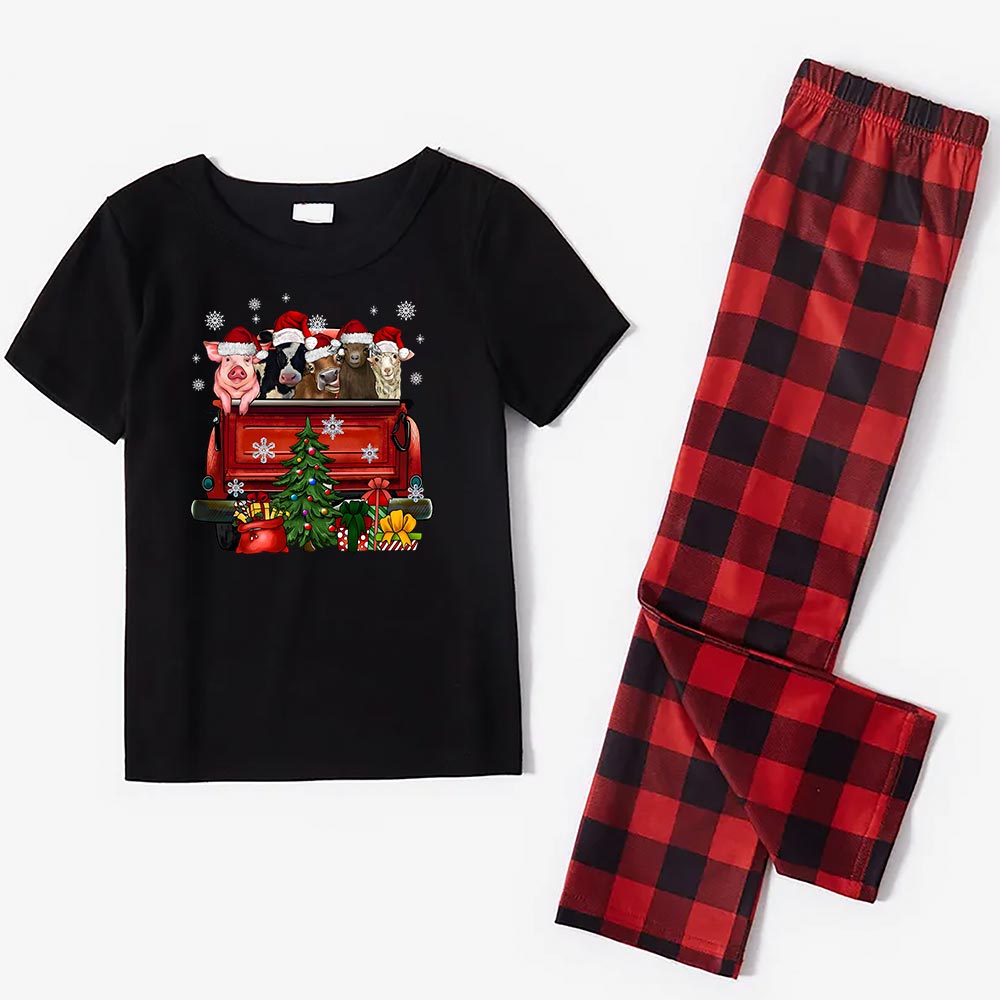 Matching Christmas Jammies Print Farm Animal Red Truck Matching Christmas Jammies Print Farm Animal Red Truck