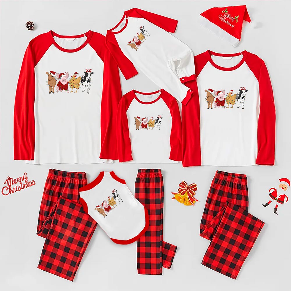 Cow Pig Chicken Christmas Matching Jammies Farm Animal Party Cow Pig Chicken Christmas Matching Jammies Farm Animal Party