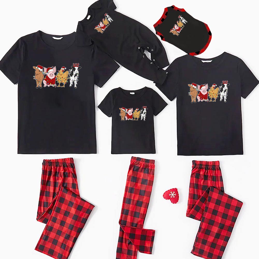 Cute Farm Animals Matching Pajamas Cow Pig Chicken Cute Farm Animals Matching Pajamas Cow Pig Chicken