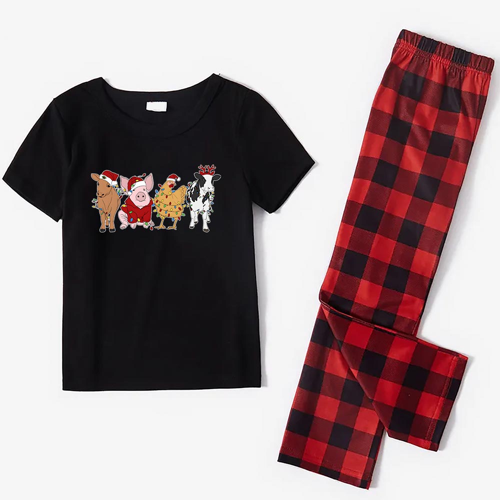 Cute Farm Animals Matching Pajamas Cow Pig Chicken Cute Farm Animals Matching Pajamas Cow Pig Chicken