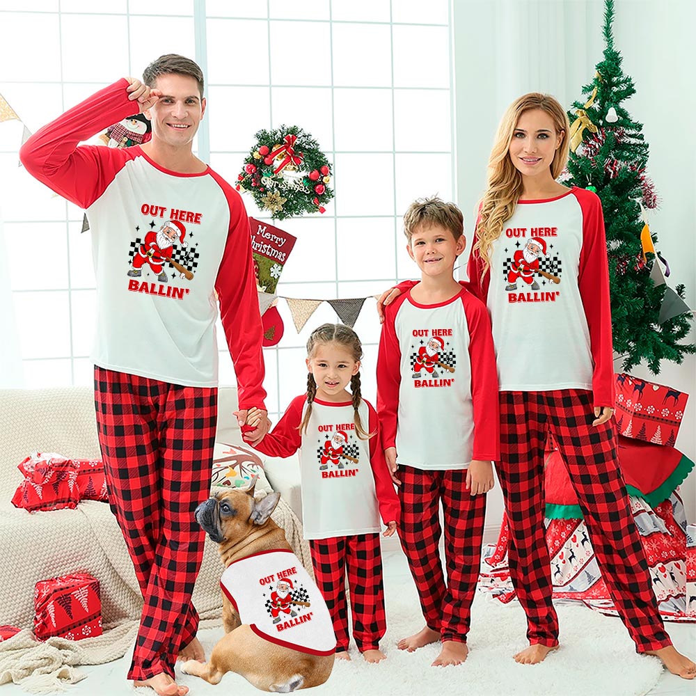 Baseball Santa Christmas Jammies Out Here Ballin' Baseball Santa Christmas Jammies Out Here Ballin'