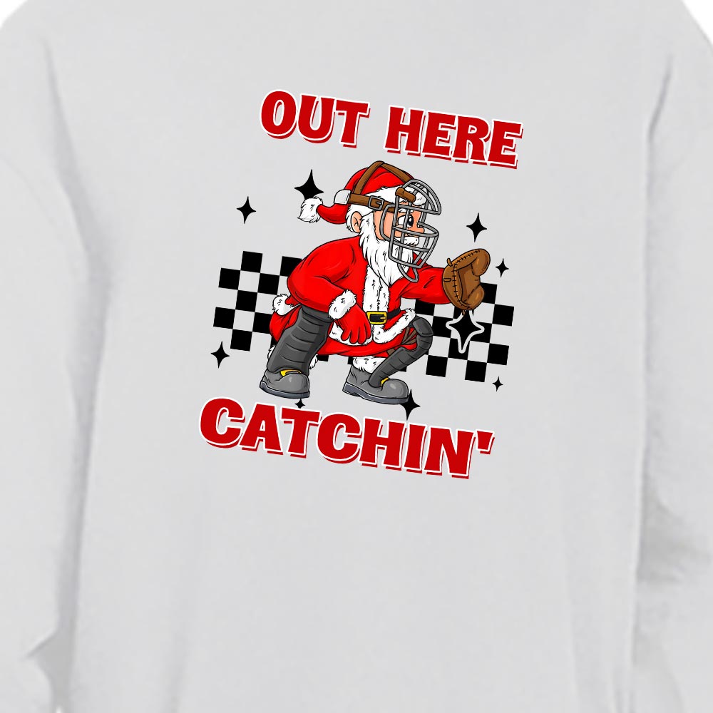 Playful Santa Claus Baseball Catcher Christmas Pjs Cotton Playful Santa Claus Baseball Catcher Christmas Pjs Cotton