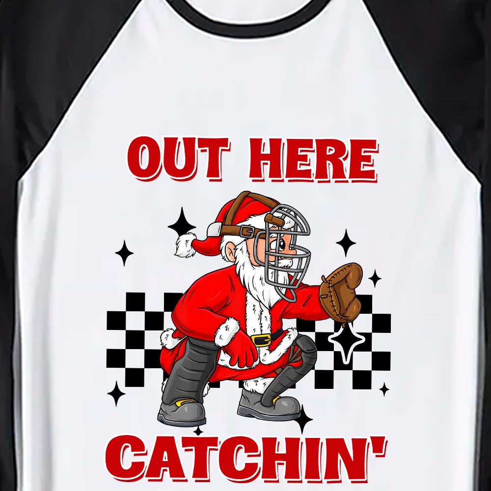 Christmas Jammies Print Santa Claus Baseball Catcher Plaid Christmas Jammies Print Santa Claus Baseball Catcher Plaid