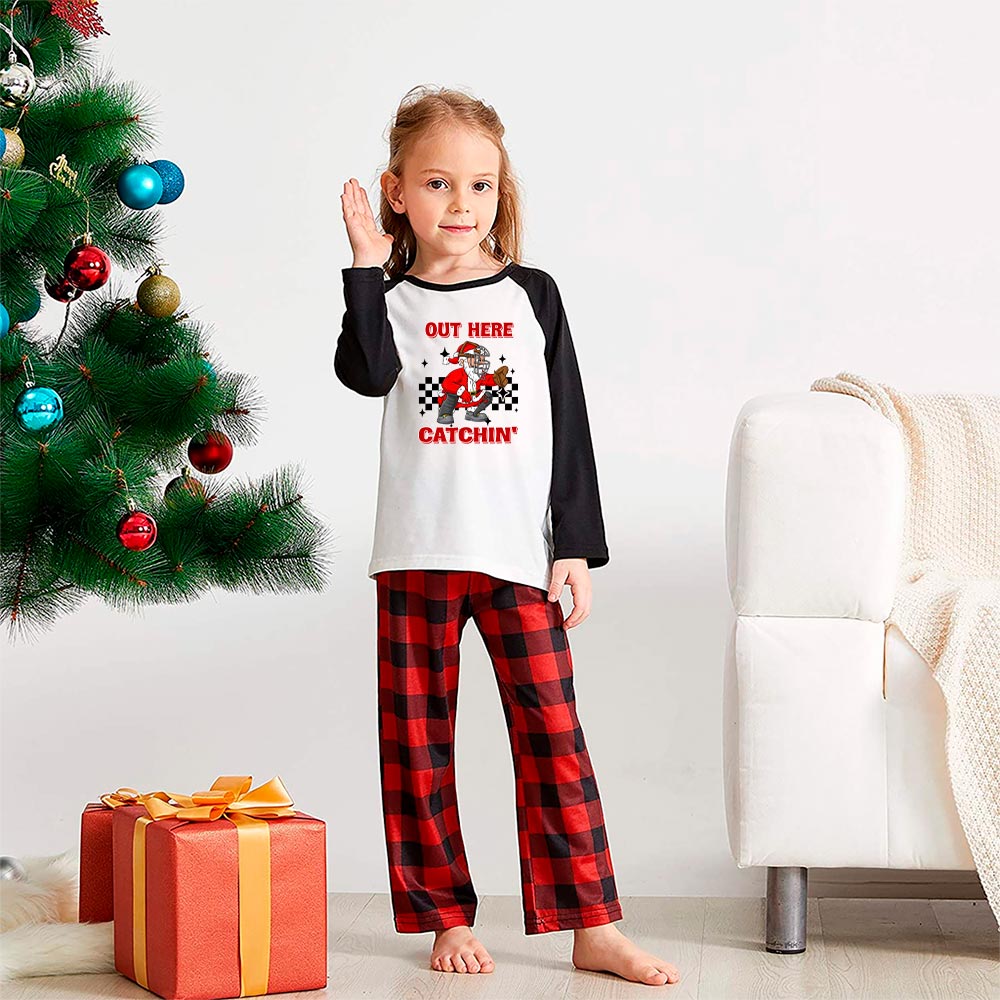 Christmas Jammies Print Santa Claus Baseball Catcher Plaid Christmas Jammies Print Santa Claus Baseball Catcher Plaid
