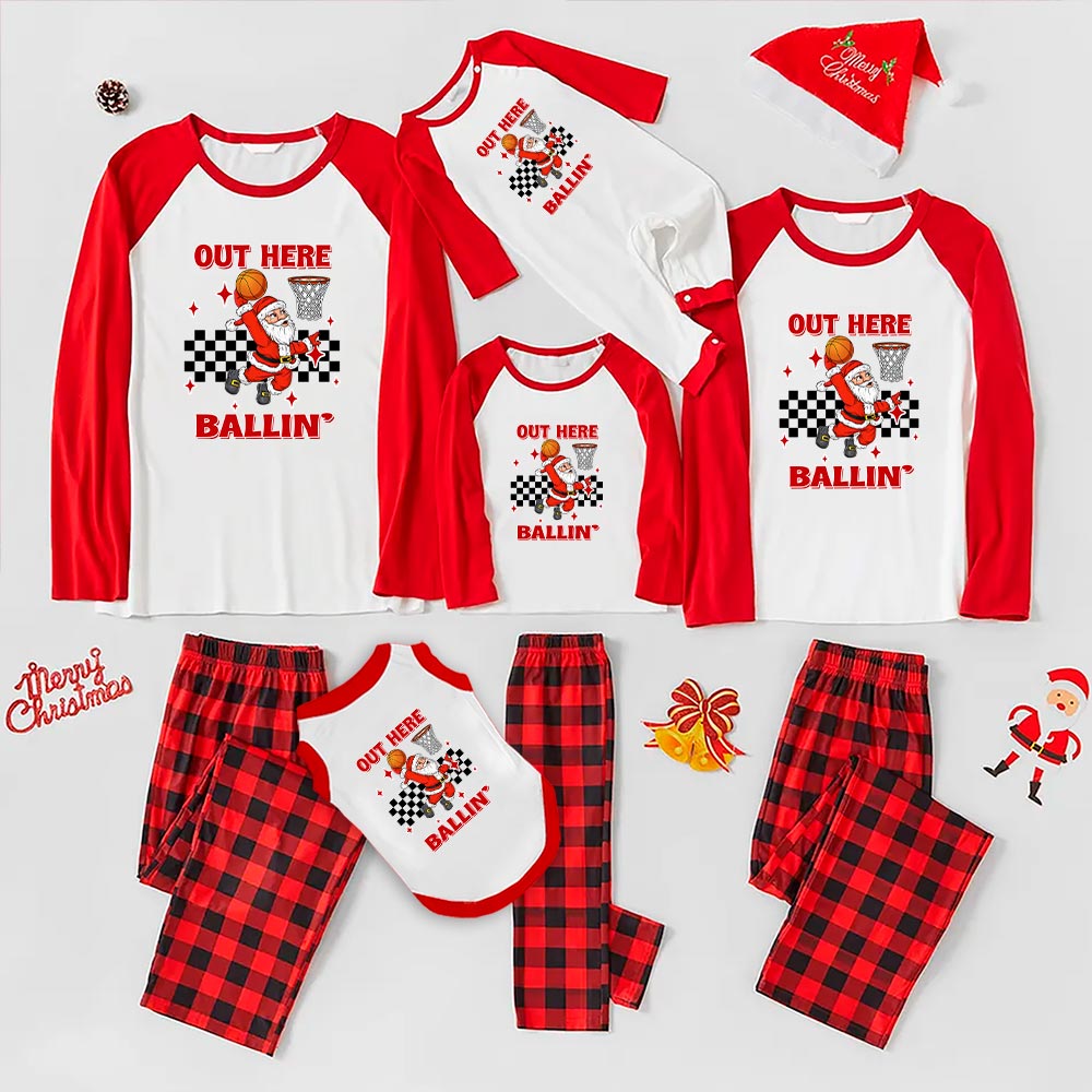 Long Sleeves Santa Basketball Player Matching Christmas Pjs Long Sleeves Santa Basketball Player Matching Christmas Pjs