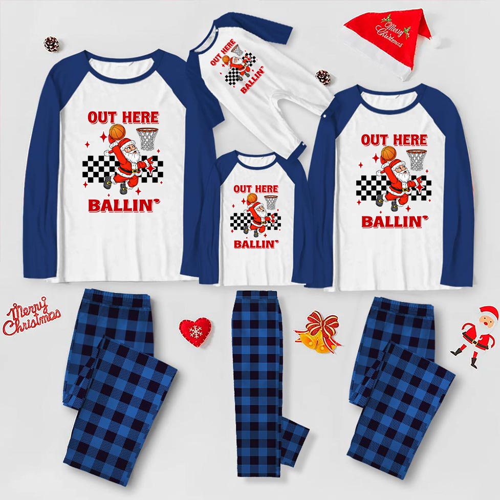 Long Sleeves Santa Basketball Player Matching Christmas Pjs Long Sleeves Santa Basketball Player Matching Christmas Pjs