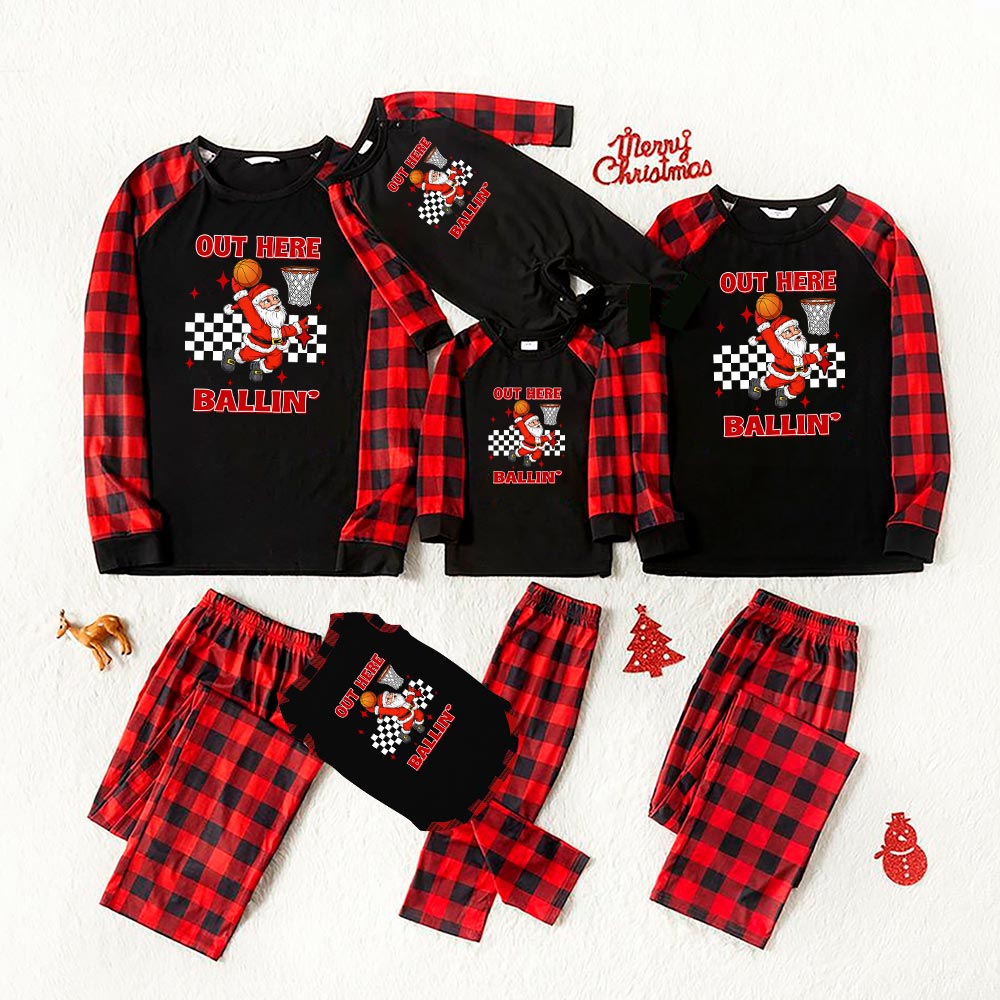Long Sleeves Santa Basketball Player Matching Christmas Pjs Long Sleeves Santa Basketball Player Matching Christmas Pjs