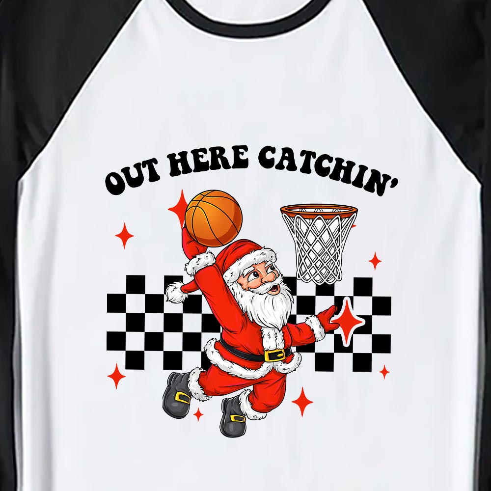 Santa Basketball Player Christmas Jammies Plaid