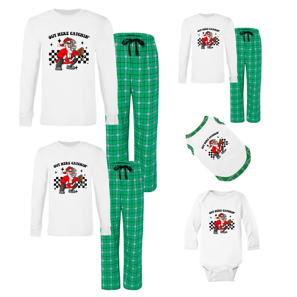 Cool Santa Baseball Catcher Matching Christmas Pjs Cotton Cool Santa Baseball Catcher Matching Christmas Pjs Cotton