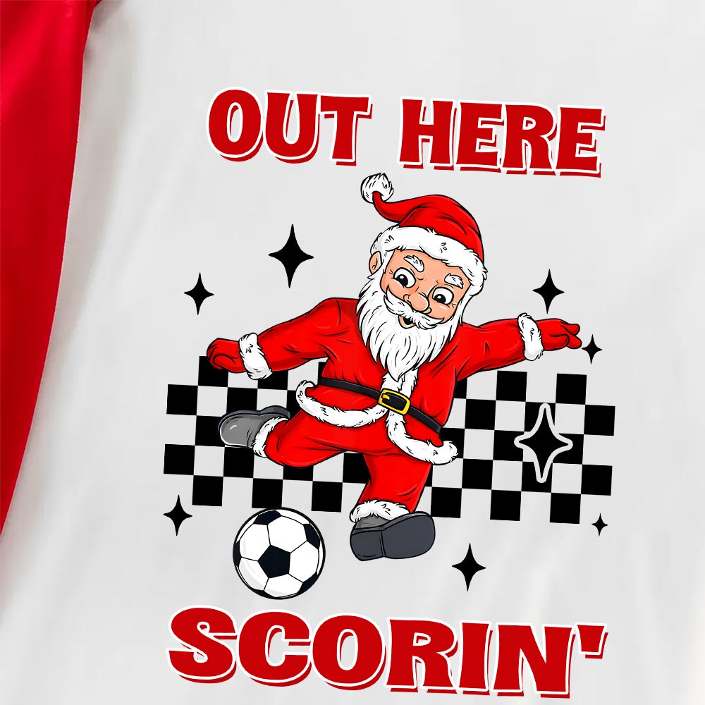 Santa Football Player Pajamas Plaid Short Sleeves