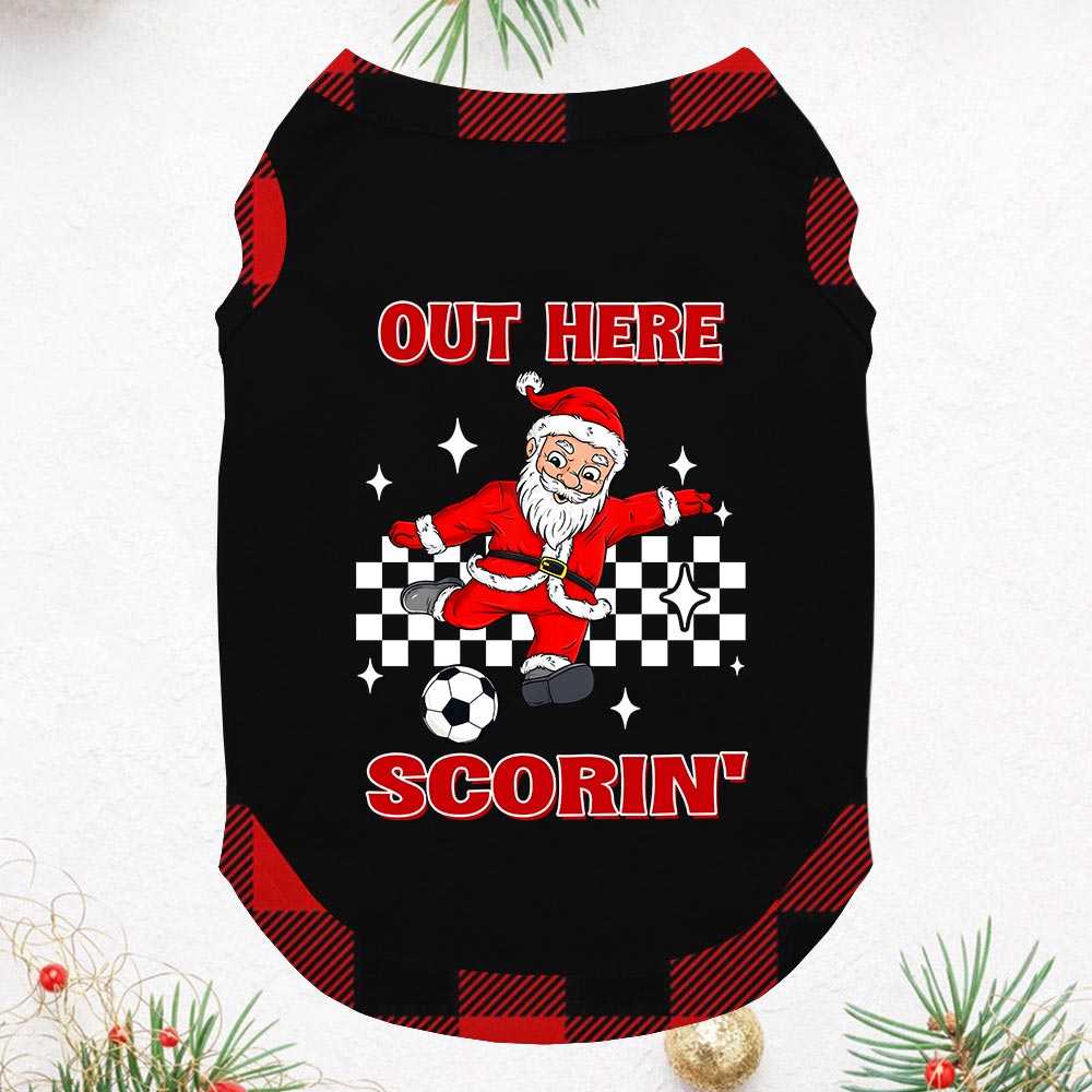 Santa Football Player Pajamas Plaid Short Sleeves