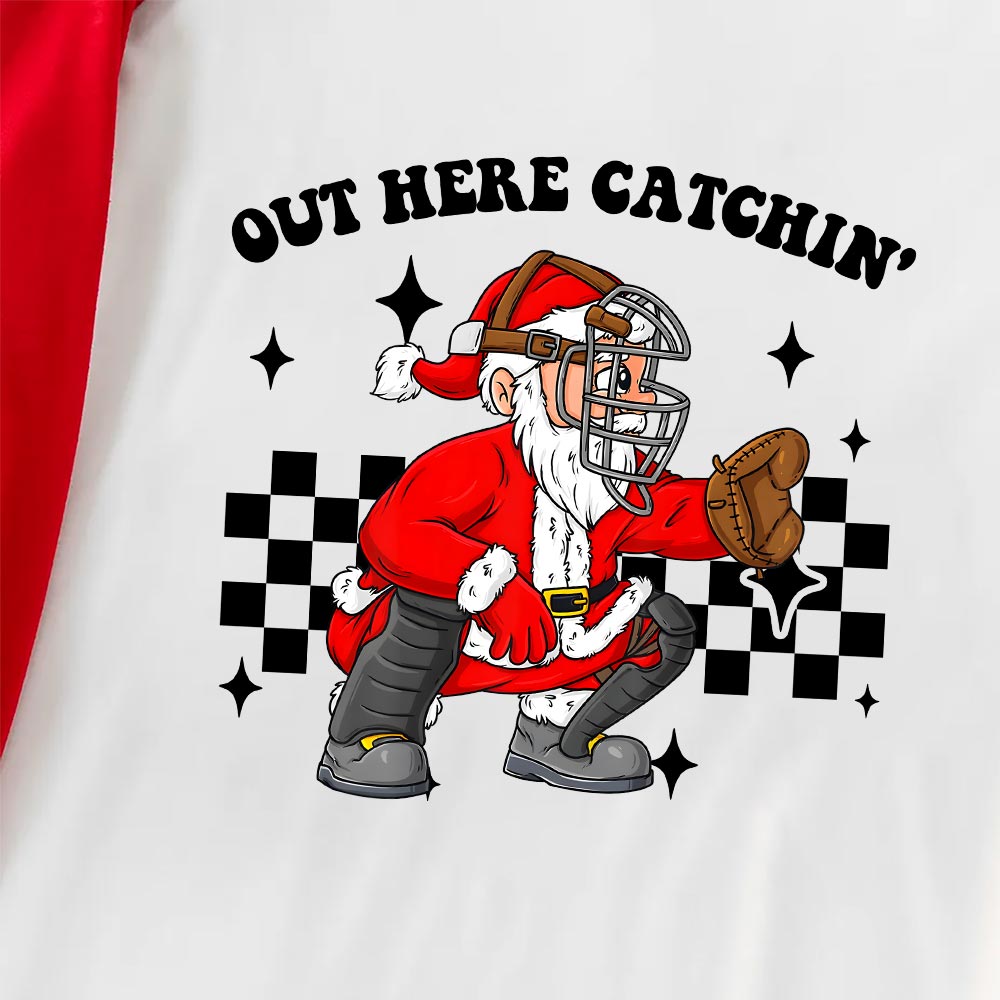 Short Sleeves Baseball Catcher Christmas Jammies Short Sleeves Baseball Catcher Christmas Jammies