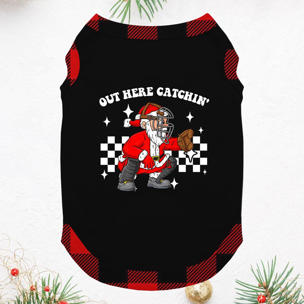 Short Sleeves Baseball Catcher Christmas Jammies Short Sleeves Baseball Catcher Christmas Jammies