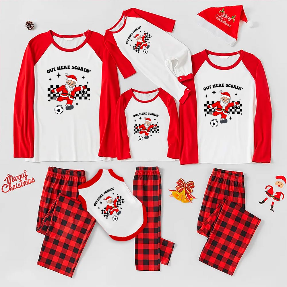 Funny Santa Football Player Christmas Pajamas Funny Santa Football Player Christmas Pajamas