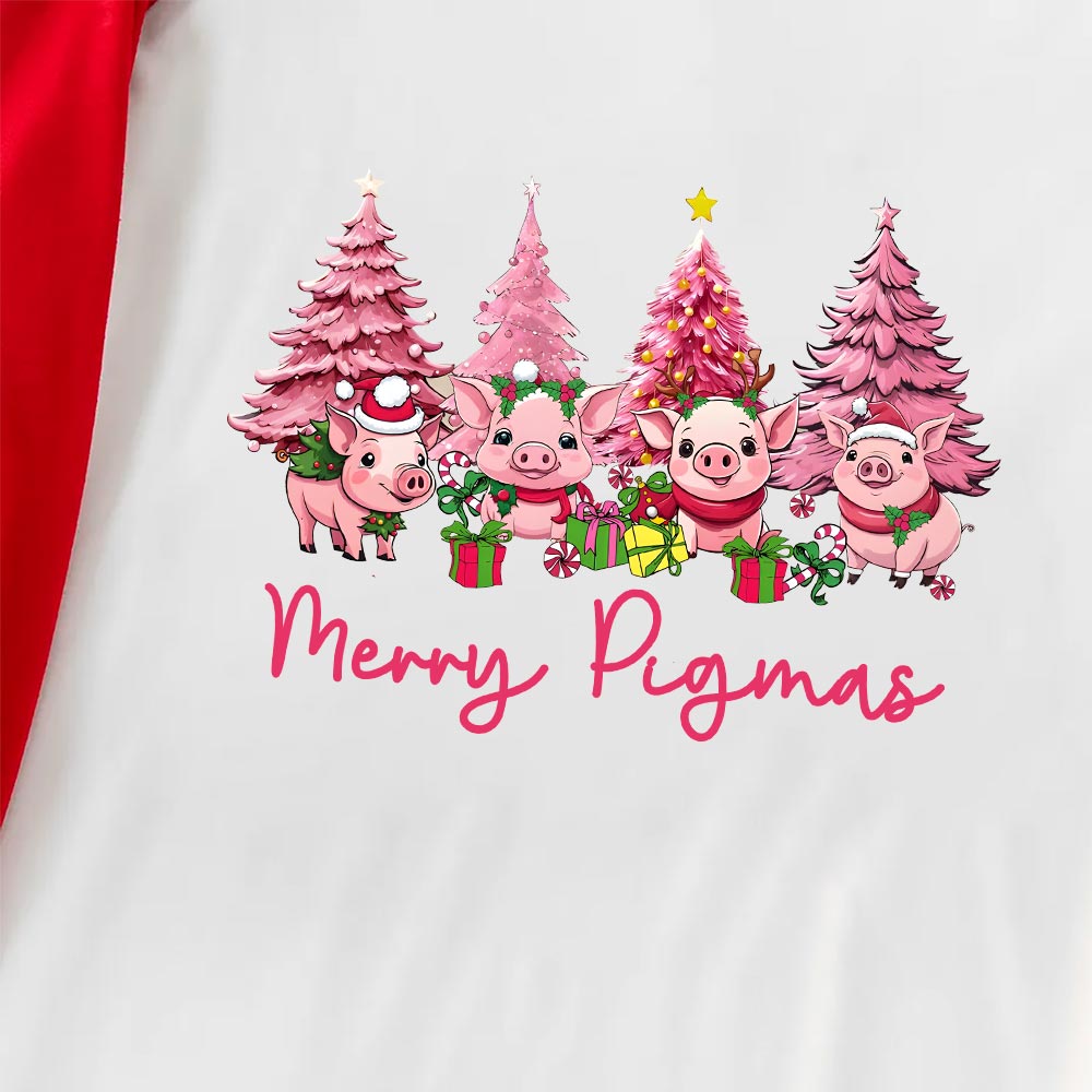 Cute Pink Pig Xmas Trees Pajamas Cute Pink Pig Xmas Trees Pajamas