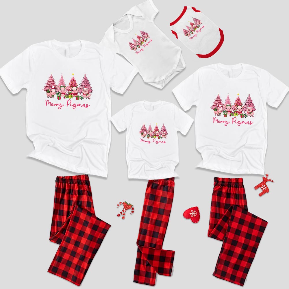 Cute Pink Pig Xmas Trees Pajamas Cute Pink Pig Xmas Trees Pajamas