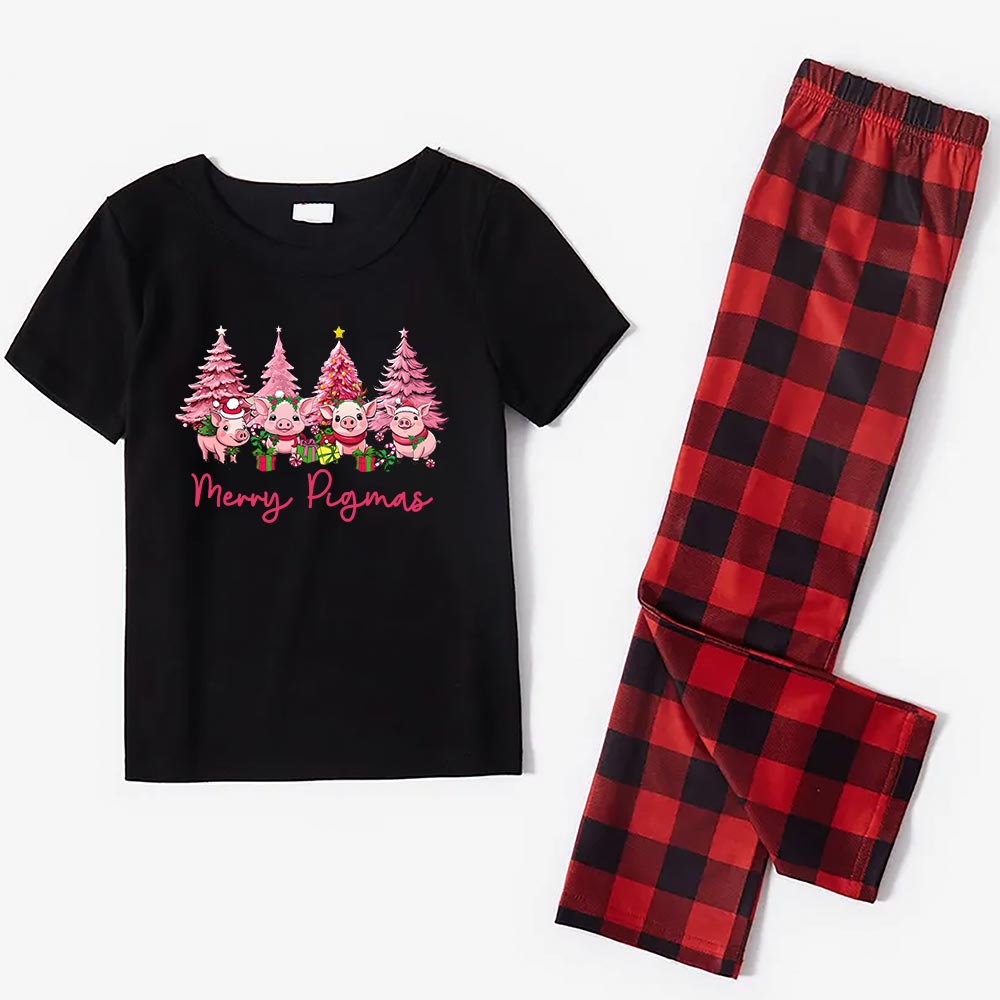 Cute Pink Pig Xmas Trees Pajamas Cute Pink Pig Xmas Trees Pajamas