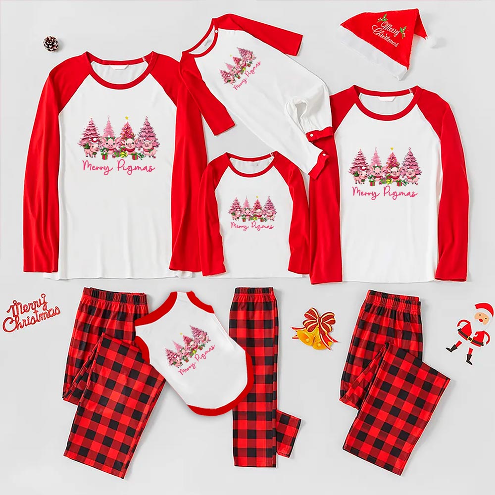 Funny Pink Pig Christmas Tree Pajamas