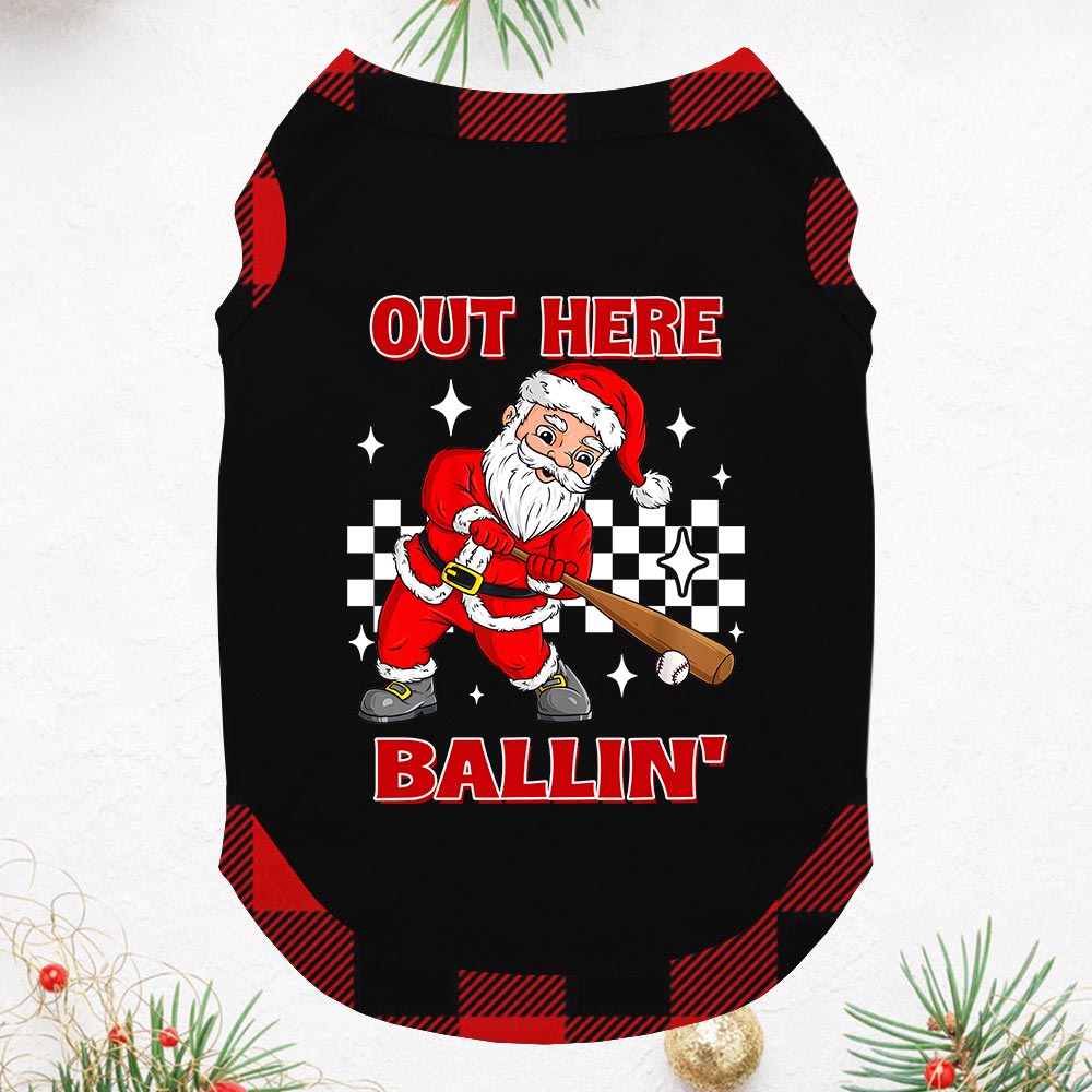 Short Sleeves Baseball Christmas Pjs Plaid