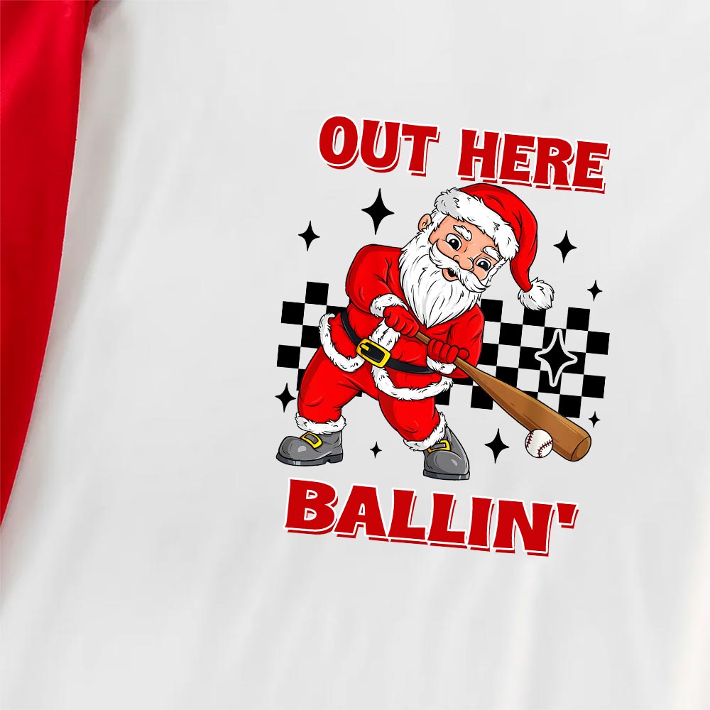 Baseball Santa Christmas Jammies Out Here Ballin' Baseball Santa Christmas Jammies Out Here Ballin'