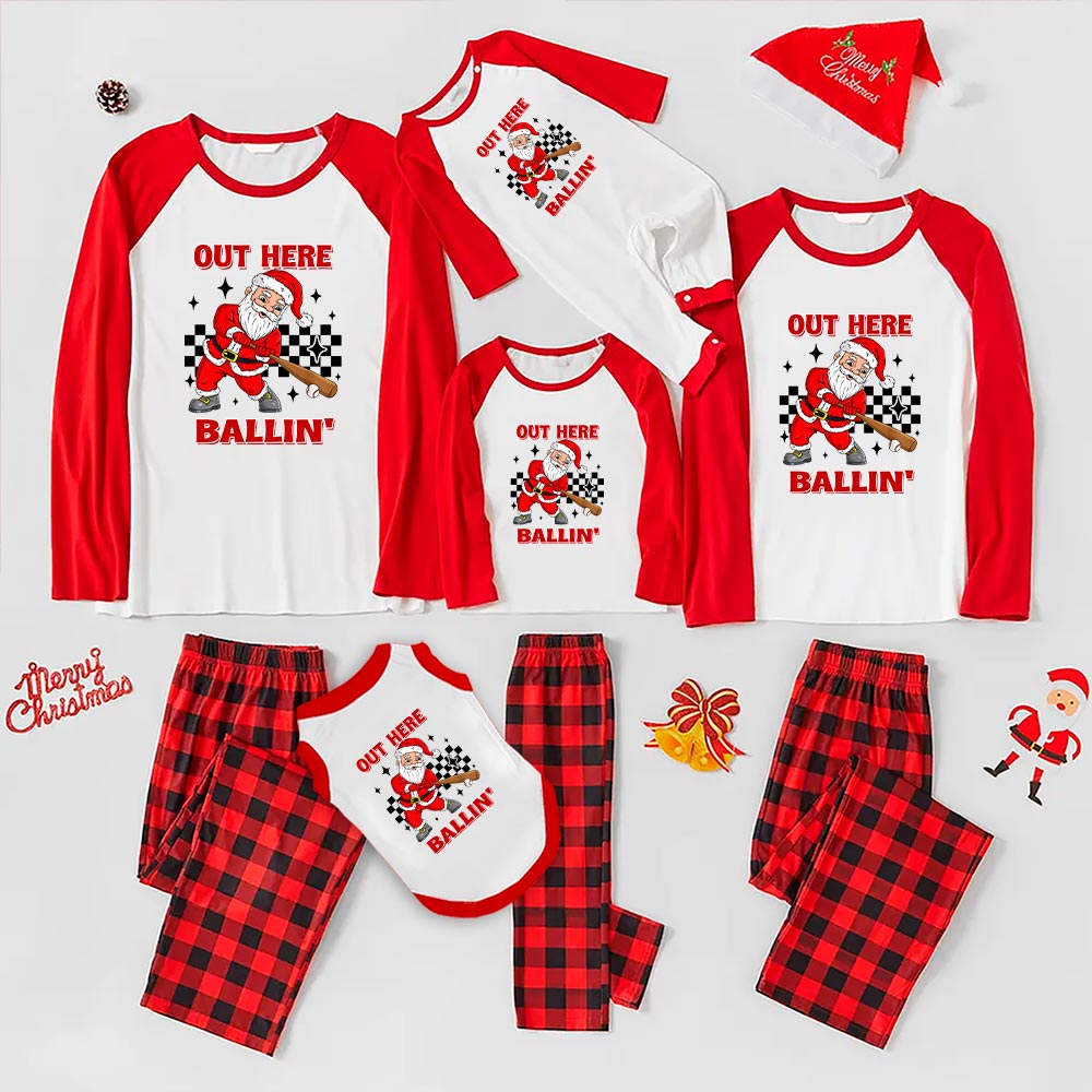 Baseball Santa Christmas Jammies Out Here Ballin' Baseball Santa Christmas Jammies Out Here Ballin'