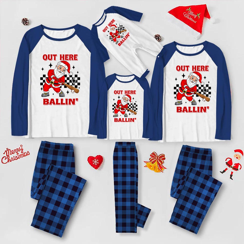 Baseball Santa Christmas Jammies Out Here Ballin' Baseball Santa Christmas Jammies Out Here Ballin'
