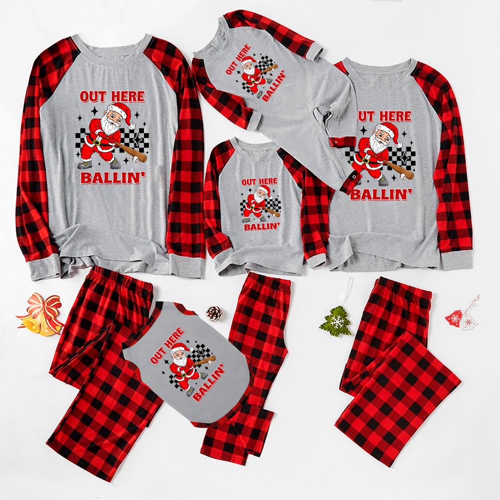 Baseball Santa Christmas Jammies Out Here Ballin' Baseball Santa Christmas Jammies Out Here Ballin'