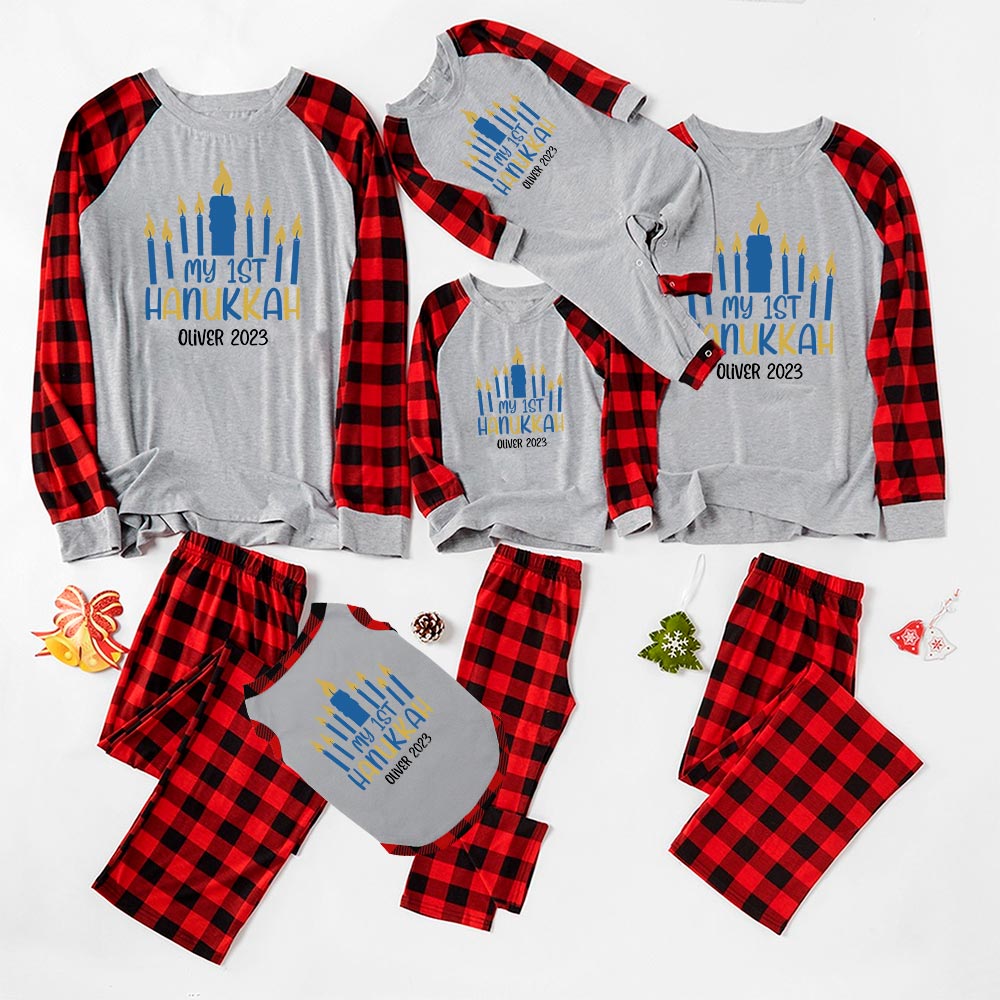 My First Hanukkah Custom Year And Name Pajamas My First Hanukkah Custom Year And Name Pajamas