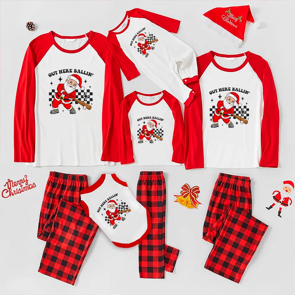 Festive Baseball Santa Matching Christmas Pajamas 6 Styles Festive Baseball Santa Matching Christmas Pajamas 6 Styles
