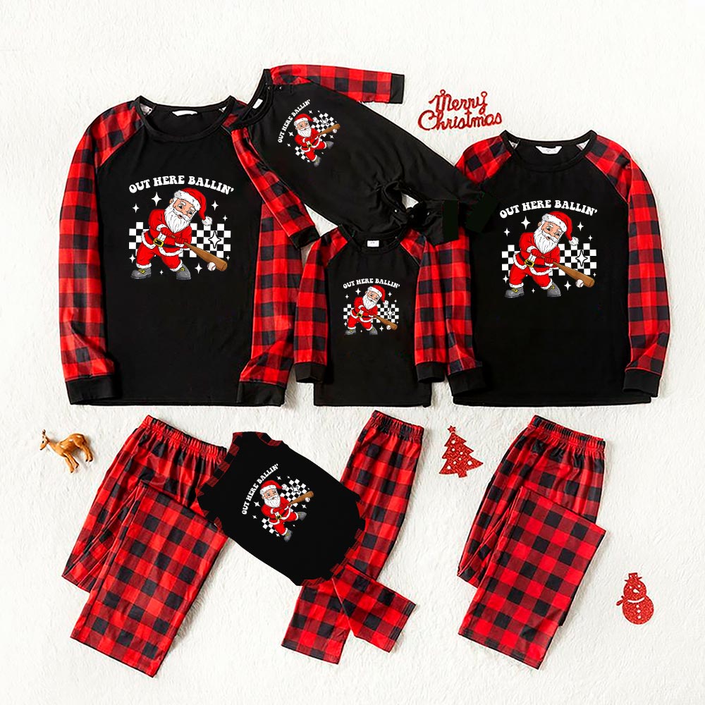 Festive Baseball Santa Matching Christmas Pajamas 6 Styles Festive Baseball Santa Matching Christmas Pajamas 6 Styles