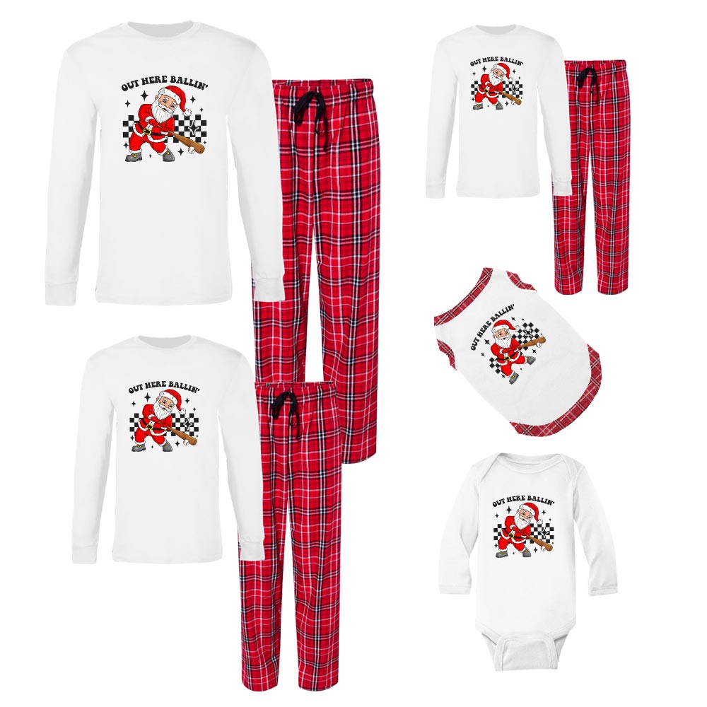 100% Cotton Baseball Santa Christmas Pajamas For Sport Lovers 100% Cotton Baseball Santa Christmas Pajamas For Sport Lovers