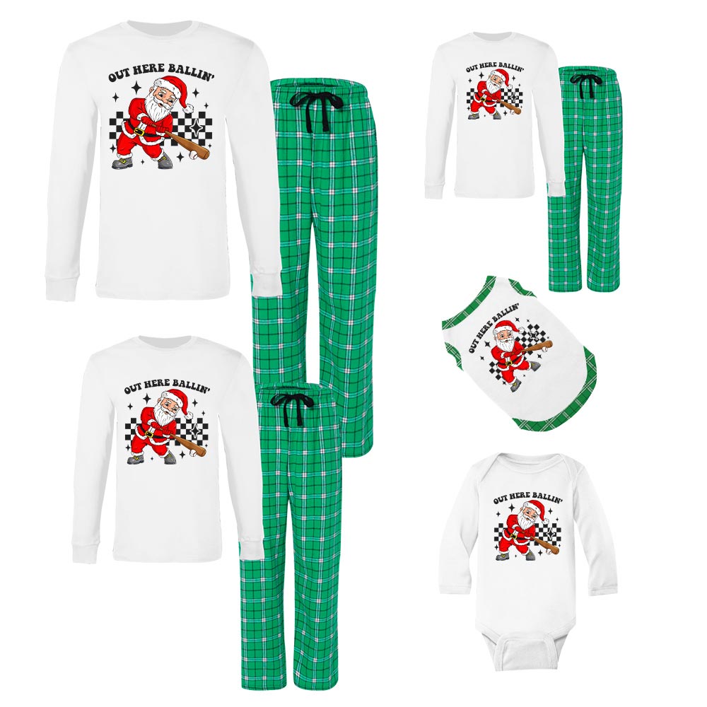 100% Cotton Baseball Santa Christmas Pajamas For Sport Lovers 100% Cotton Baseball Santa Christmas Pajamas For Sport Lovers